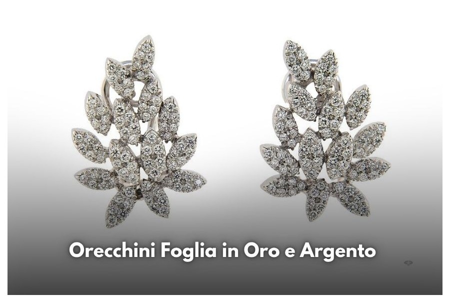 Orecchini Foglia in Oro e Argento | Scermino Gioielli